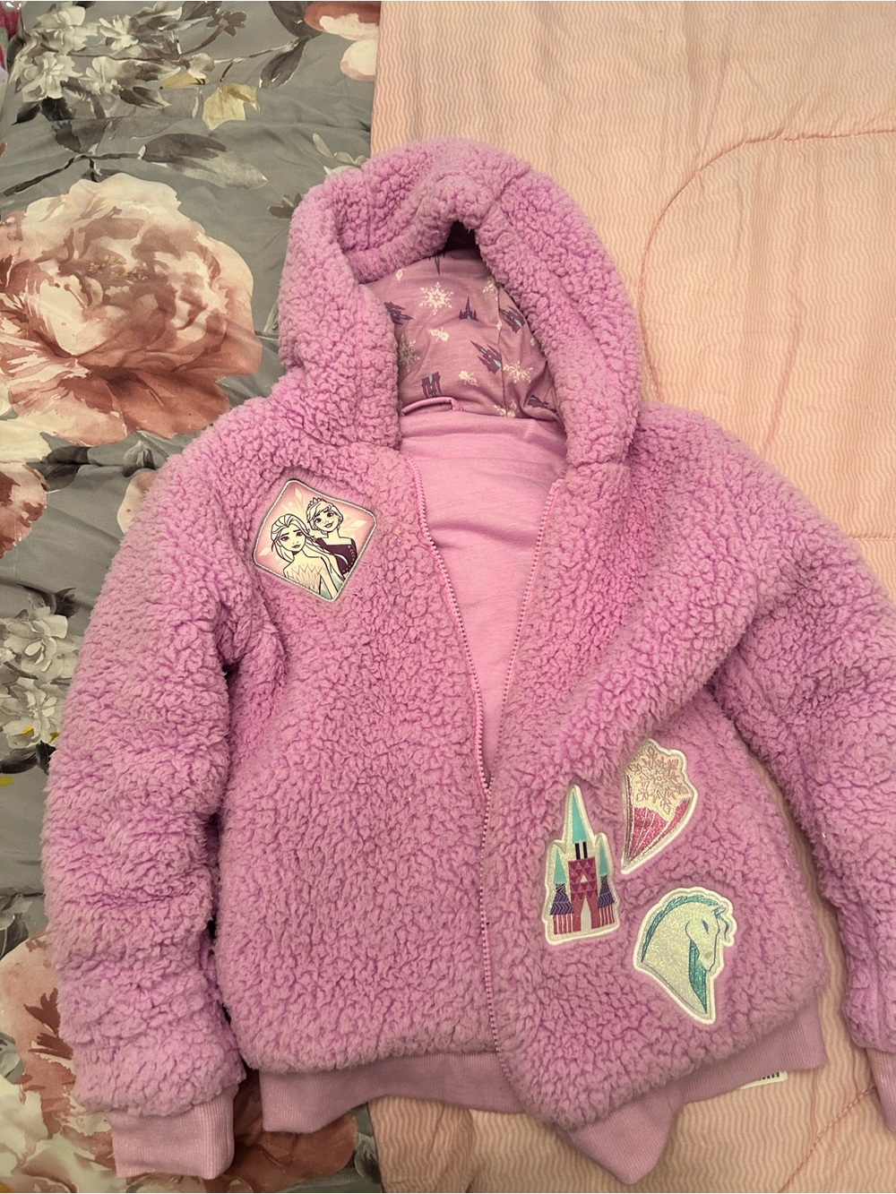 Disney Girls frozen fuzzy zip up coat